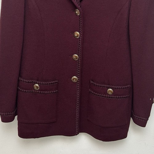 ST JOHN Collezione Marie Grigio Vintage Borgogna Set 3pz Cardigan/Top/Gonna 10/M/6 - Foto 6 di 16