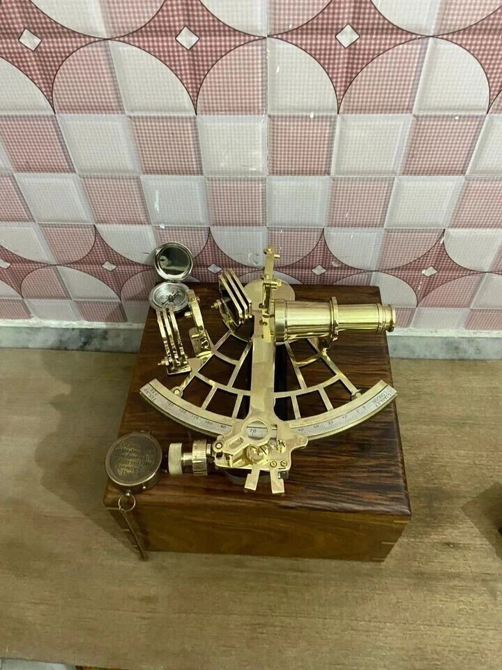 Instrumento de navegación vintage de latón náutico de 9' con caja de regalo Foto 4 de 4