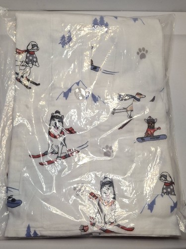 Pj Salvage Flannel Pj Top & Bottom, NWT, Dogs Skiing, "Ski Ya Later". Size Med. - Picture 2 of 10