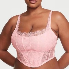 NWT Victoria s Secret corset Bustier Bra Top light pink lace size Medium