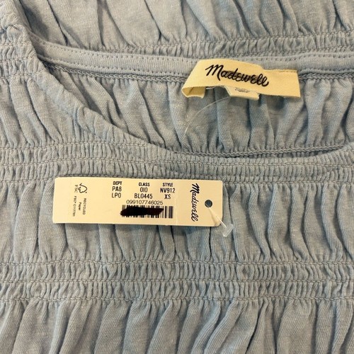 Madewell Damen gesmoktes U-Boot-Ausschnitt Tank blau Gr. XS neu mit Etikett #NV912 - Bild 3 von 5