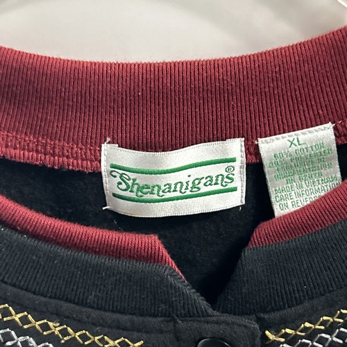 De Colección Shenanigans Negro Cárdigan Sudadera Mujer XL Navidad Vacaciones Bordado - Imagen 6 de 14