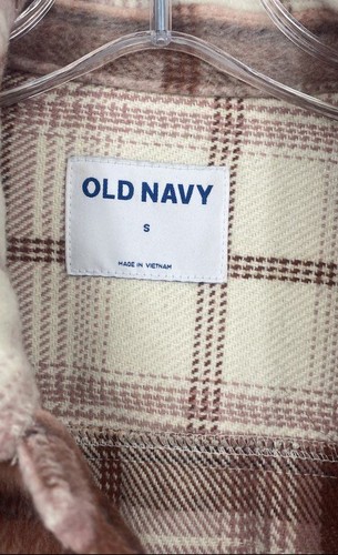 Old Navy Womens Red White Plaid Long Sleeve Fleece Snap Shacket Jacket Size S - Picture 3 of 7