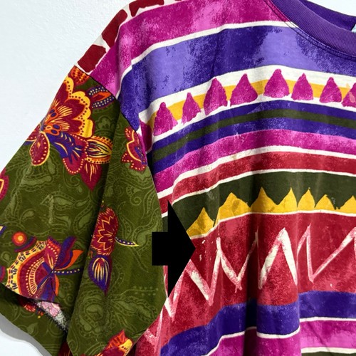 Camiseta United Colors Benetton Mujer M Púrpura Gráfico Recortado Manga Corta Años 80 - Imagen 6 de 10