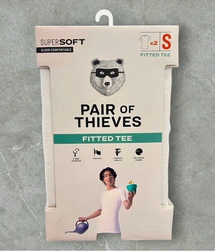NWT~ Pair of Thieves sz S Men's 2 pk Crew Neck Undershirt White Tee at Hip New !
