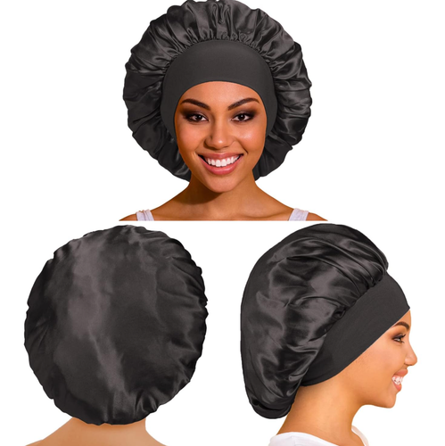 100% Mulberry Silk Lined Sleep Cap Bonnet for Curly Hair and Braid - Picture 2 of 6