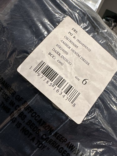 Free People Abito Camicia Denim Manica Lunga Ambra Taglia 6 Nuovo - Foto 9 di 9