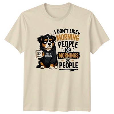 Lustiges Hund T-Shirt Ich mag morgens nicht süß Cartoon Tierliebhaber Geschenk
