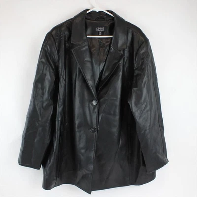 Dennis Basso Damenjacke aus Kunstleder mit Knopfleiste Schwarz 2X - Bild 1 von 4