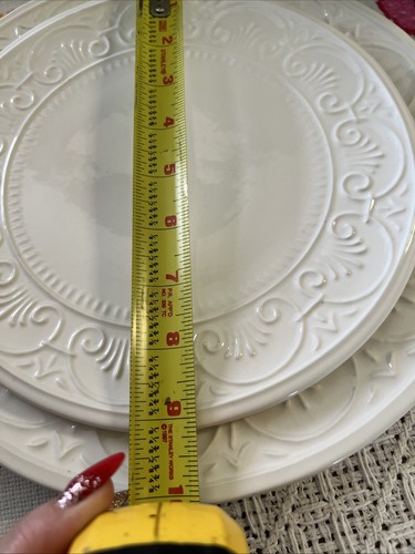2 Maioliche Jessica Keramik Teller Platte geprägt weiß Made in Italy - Bild 2 von 6