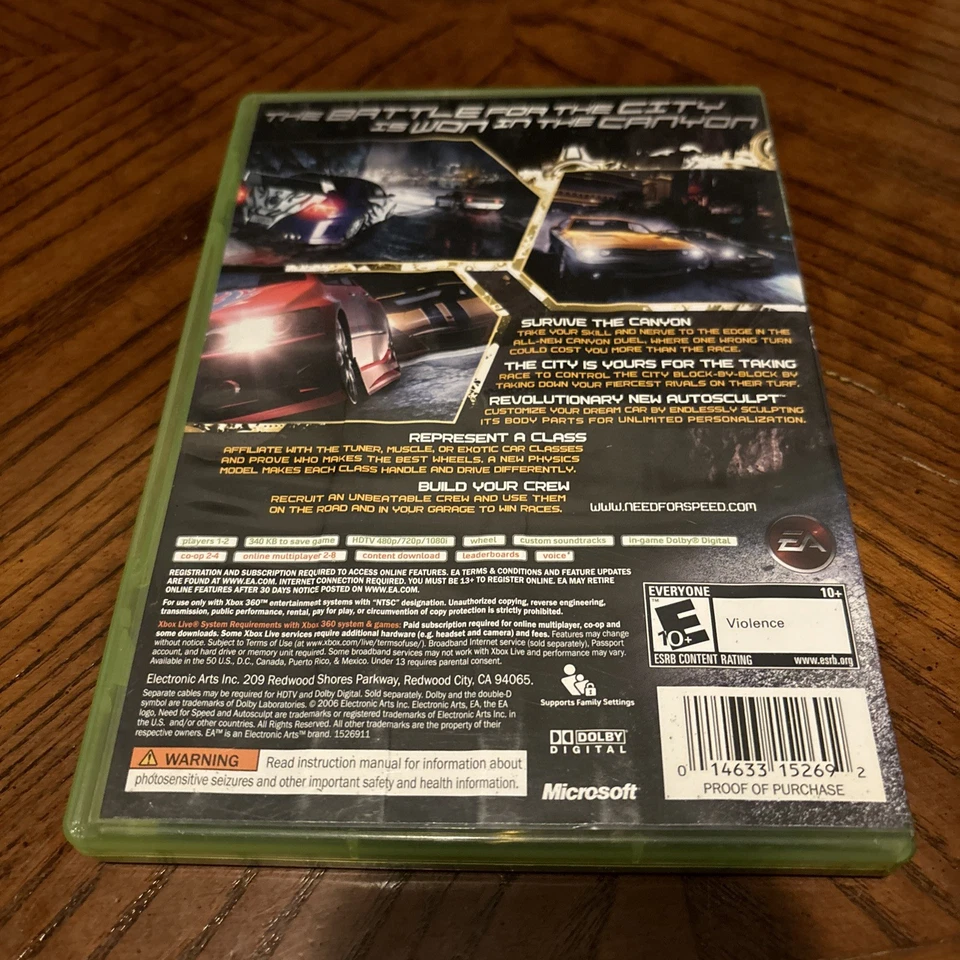 Need for Speed: Carbon (Microsoft Xbox 360, 2006) -Testado (CASO MANUAL ÁSPERO) - Imagem 2 de 4