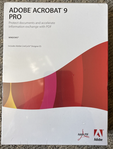 Adobe Acrobat 9 Pro Windows Live Cycle Designer ES New Sealed Box 2008