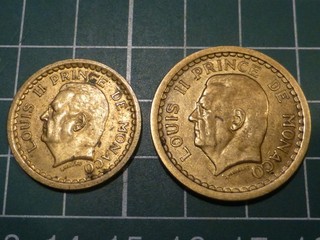 (LOT 1) MONACO 2 X 1 & 2 FRANCS (Br/Alu) NON DATE RECHERCHEES !