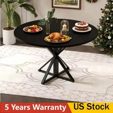 47" Round Dining Table Farmhouse for 4 w/Pedestal Base Wood Circle Kitchen Table