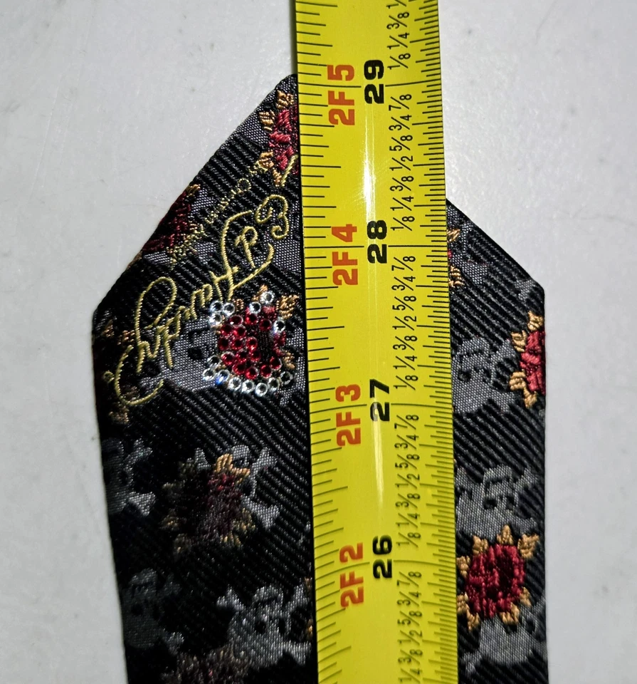 Corbata Ed Hardy Christian Audigier Calaveras y Rosas de Seda Excelente Estado ¿Rara? Foto 3 de 4