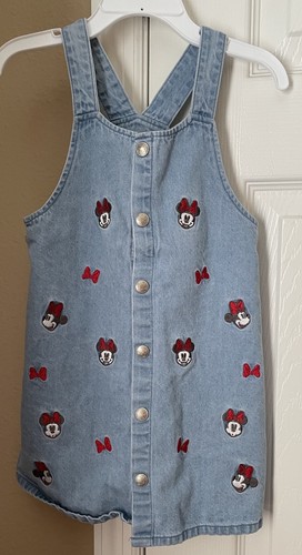 Disney Mädchen Denim Overall Kleid Set - Größe 18-24 Monate - Blau, Weiß - Bild 3 von 9