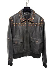 Givenchy Studded Calfskin Jacket Mens Large 52 Black Bomber Made in Italy