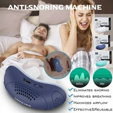 Micro Mini Electric Anti Snoring Device Noise Stop Sleep Aid Apnea Blue Color