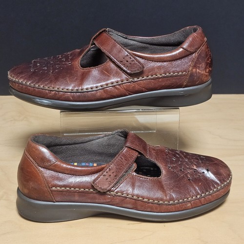 Mocasines SAS Willow antiguos de nogal MJ T-STRAP sin usar, en caja, cuero trípode comodidad EE. UU. - Imagen 3 de 11