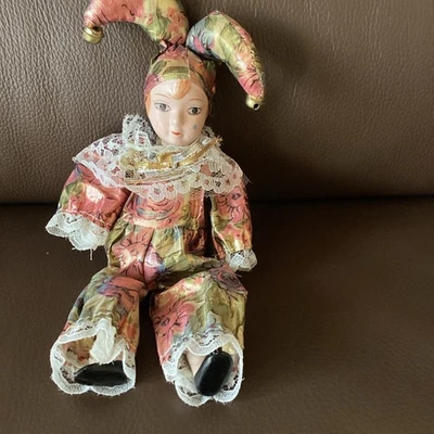 Venezianische Harlekin Puppe ,Vintage Sammlerstück Clown 80 Jahre Höhe ca.25 cm - Bild 1 von 4