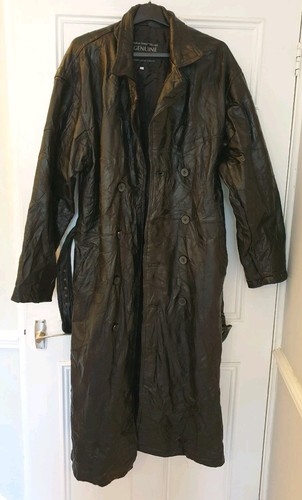 Gabardina grande Navarre Leather Company diseño piedra italiana retazos negros - Imagen 3 de 8