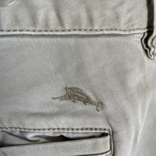 Tommy Bahama Mens Khaki Chino Shorts Solid Beige Pants 36 Cotton Button Zip - Bild 8 von 14