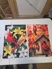 Set of 2 Garden Flags Cardinals Seasonal Yard Décor – Spring Lilies & Fall...