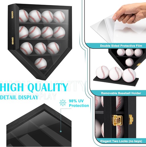 Baseball Display Case Large, Baseball Holder Shadow Box for 12 Baseball Display - Picture 2 of 5