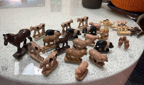 Vintage Antique Large Lot Of 24 AUB-RUBR AUBURN Sears Hard Rubber Farm Animals
