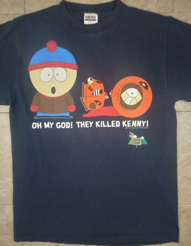 Vintage South Park "Oh My God They Killed Kenny" T-Shirt 1997 Large - Picture 2 of 6