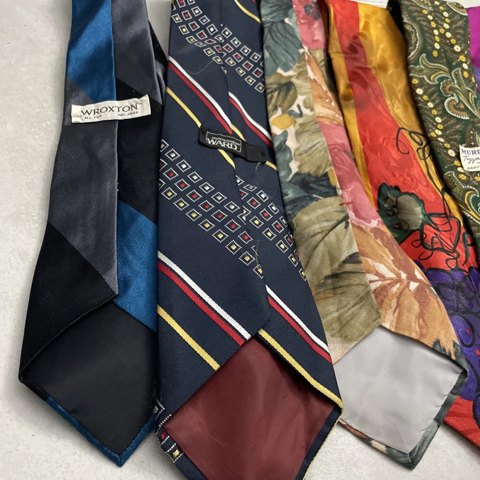 Lote de 7 corbatas vintage para hombre multicolores geométricas talla única algodón poliéster años 50-90 Foto 4 de 4