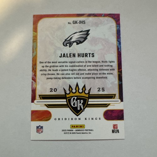 Panini Donruss 2025 - Jalen Hurts Gridiron Kings #GK-JHS Philadelphia Eagles - Imagen 2 de 2