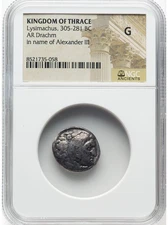 305-281 BC Drachm Thrace Ancient Greek Silver NGC Alexander The Great Types Old