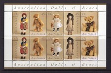 AUSTRALIA DECIMALS 1997 DOLLS AND BEARS SHEETLET  SUPERB MNH