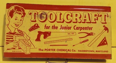 Vintage -Toolcraft Tools For Young Carpenters Box- Porter Chemical Co