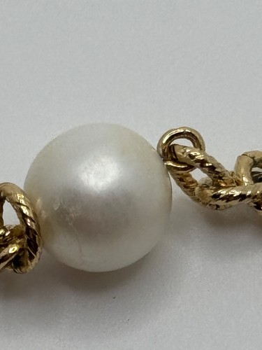 Vintage Givenchy Logo Faux Pearl Gold Chain Station Necklace - Picture 16 of 22