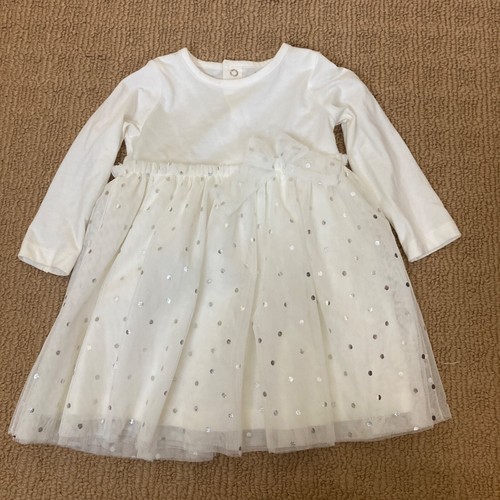 Carter's Tulle Polka Dot Toddler Dress 12 months Silver Dots Ivory Long Sleeve - Bild 1 von 8