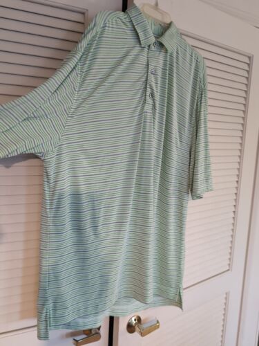 Footjoy Polo Shirt Mens LargeXXL FJ Green Short Sleeve Striped Golf Athleticwear - Picture 2 of 5
