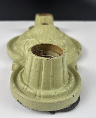 Antique Levolite Co. Ornate Cast Iron Flush Mount Ceiling Light Fixture 2 bulb - Picture 6 of 17