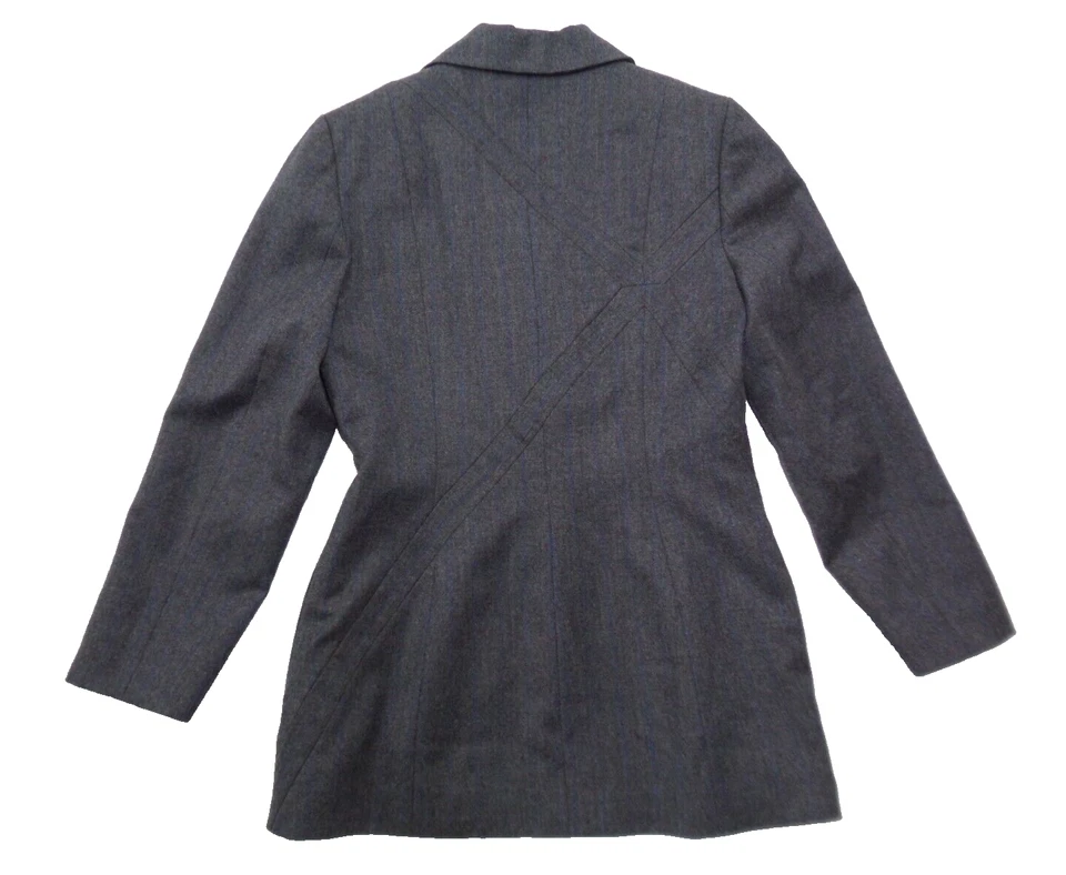 $995 LELA ROSE 6 Blazer Chaqueta Gris Rayas Lana Inserción Foto 2 de 4