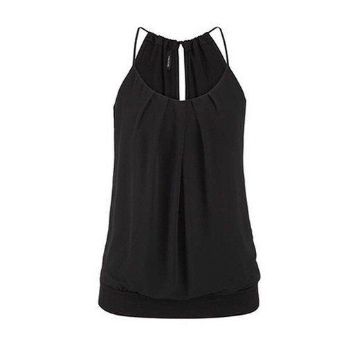 Women's Halter Neck T-Shirt Tank Casual Loose Fit Vest Ladies Blouses Cami Tops - Picture 7 of 12