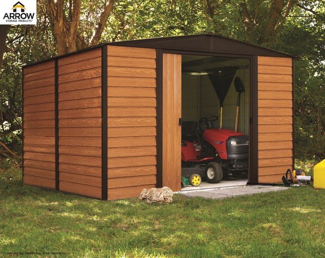Arrow Metall Geratehaus Frankfurt 1012 Holzoptik Nuss 313x370cm