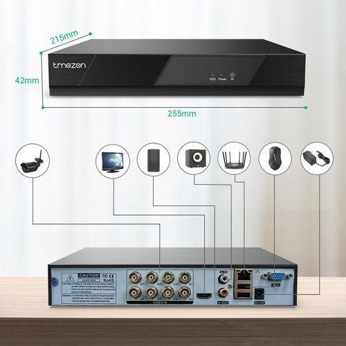 TMEZON 1080P 8ch DVR 5in1 Video Recorder for CCTV Security Camera System 2TB HDD - Picture 2 of 8