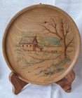 Hand-painted Myrtle Wood Landscape wall hanging plaque Plate - Oregon