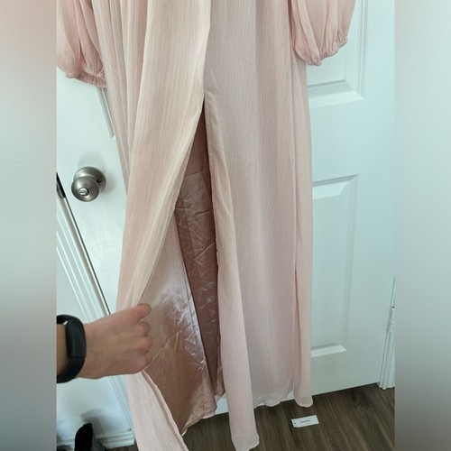 Lulus Enchant My Love Blush V-Neck Long Sleeve Maxi Dress Size Small NWT - Picture 9 of 14