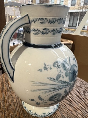 Antiker Wedgwood Majolika Keramik Doric Gesicht Krug 1860 weiß & blau - Bild 8 von 13