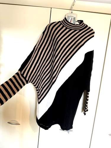 Beige white black Cupshe batwing jumper dress 14 16