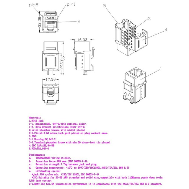 Black Box FM639-25 pack Jack HXJ CAT6 8 position Universal AB