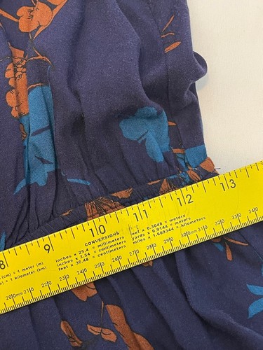 SAGE the Label Maxikleid blau orange geblümt Damen Gr. M Rüschen Stufen Knöpfe - Bild 10 von 11