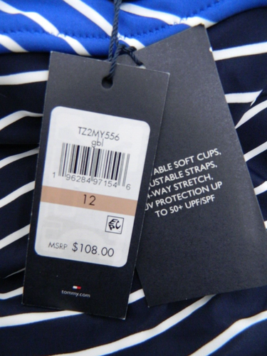 Tommy Hilfiger Size 12 Blue Sail Away Stripe Surplice 1-Piece Swimsuit NWT - Picture 4 of 5